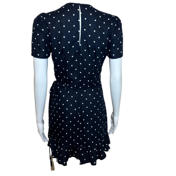 Reformation Mini Wrap Dress Womens S Linen Polka Dot USA Made Cottagecore Preppy - Picture 3 of 16